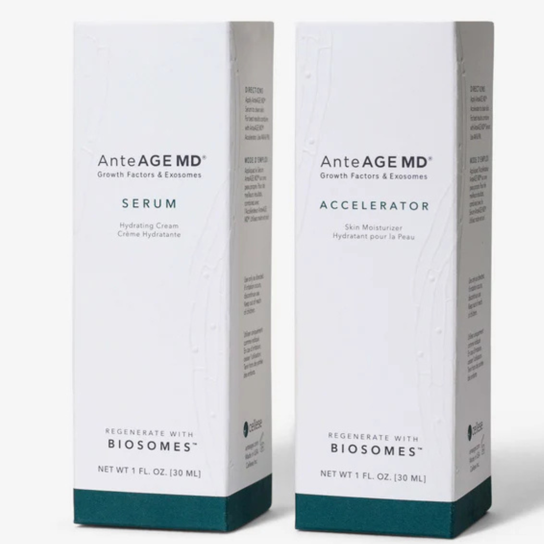 two boxes of the anteage md biosome system, the serum and the accelerator at heaven on earth 