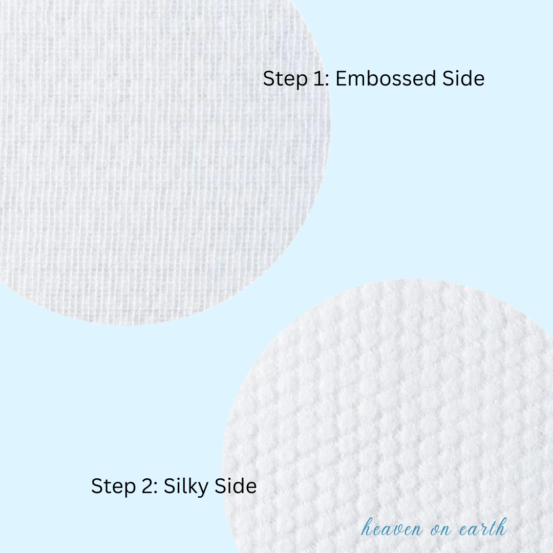 image of two pads of the dermathod peel pads booster, one is embossed (sweep first) and one is silky (use second) from heaven on earth in aspen, co