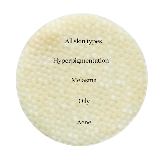 a single pad of the skin script glycolic and retinol pad with its benefits, treats: all skin types, hyperpigmentation, melasma, oily, and acne from heaven on earth.