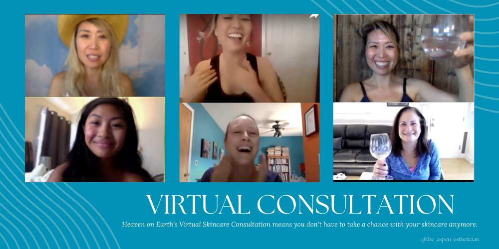 image of the aspen esthetician during three virtual skincare consultations. 