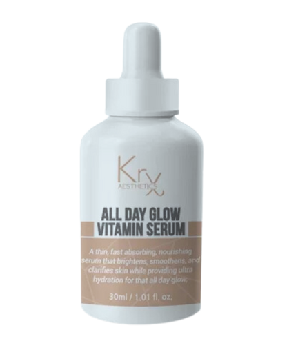 bottle of the krx all day glow vitamin serum at heaven on earth aspen