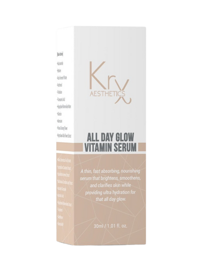 packaging of the krx all day glow vitamin serum available at heaven on earth 