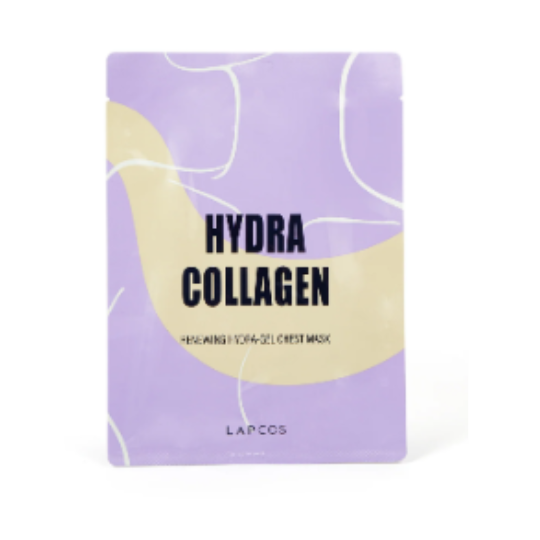 image of the front packet of the lapcos hydra collagen firming chest mask from heaven on earth 
