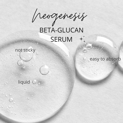 image of two drops of the neo genesis beta-glucan serum showing that it&