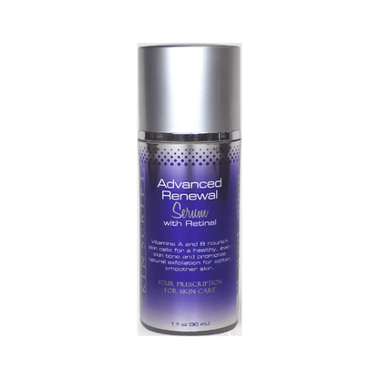 purple bottle of the skin script advance renewal serum with retinol available at heaven on earth 