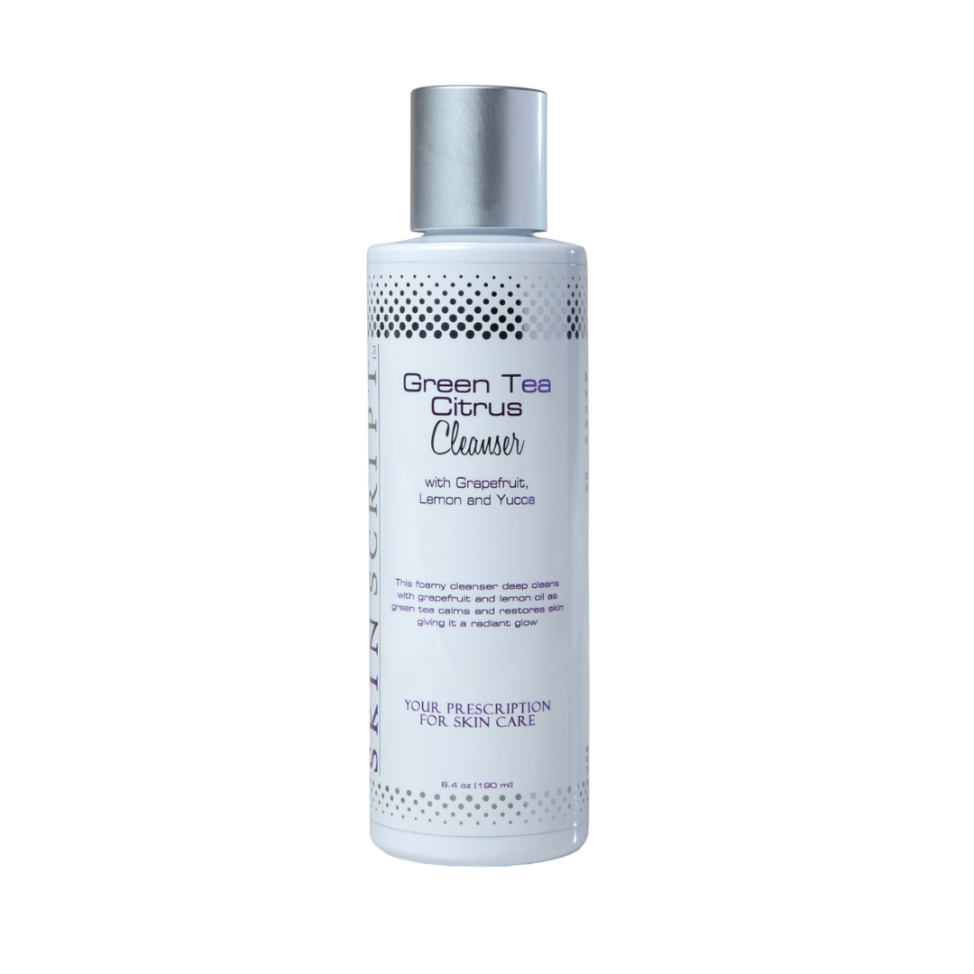 skin script green tea citrus cleanser bottle with grapefruit, lemon and yucca at heaven on earth