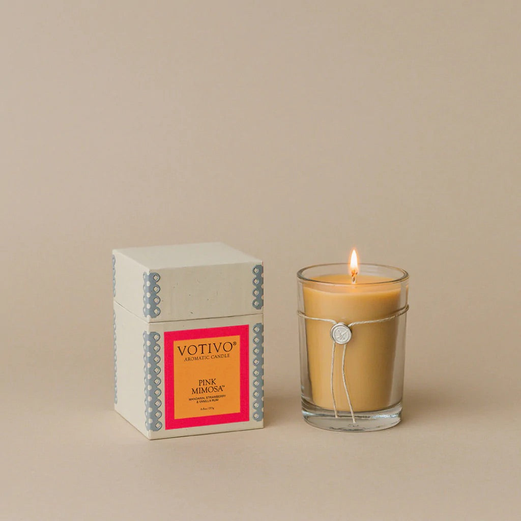 Votivo Aromatic Candle - Pink Mimosa- at heaven on earth 